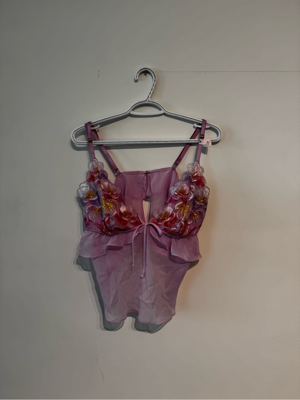 Victoria's Secret Lavender Floral Embroidered Sheer Chemise
